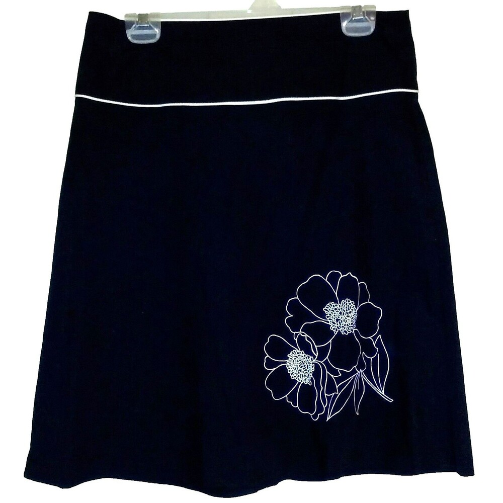 Tracy Evans Limited Black White Flower Embroidery Print Women's Skirt Size 9